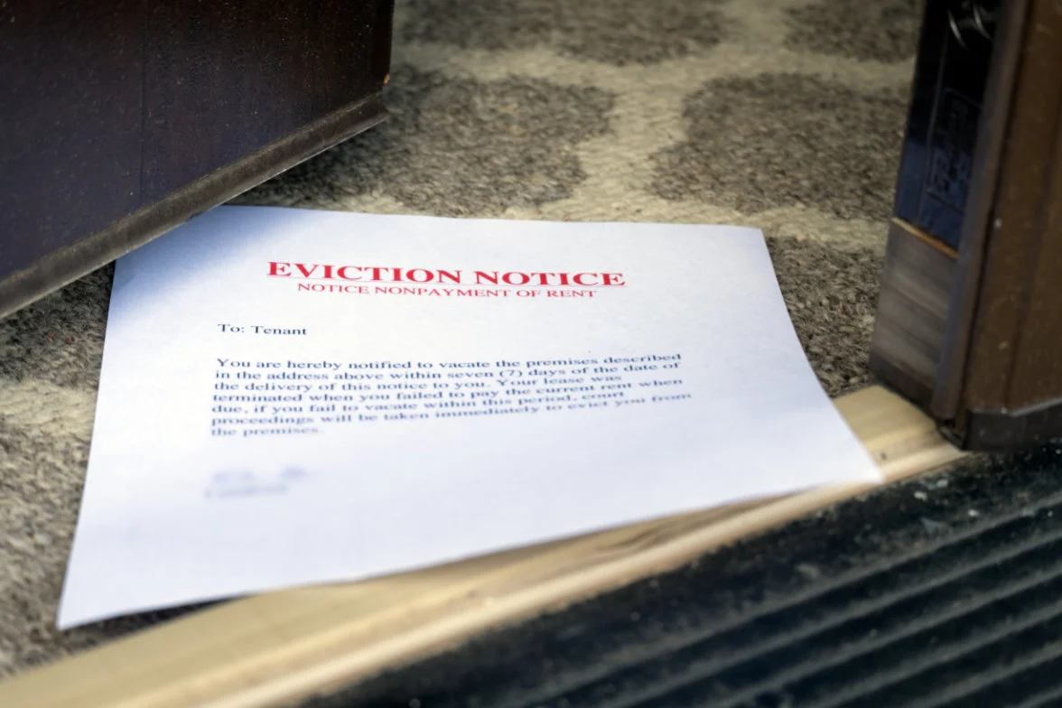 eviction notice placed in doorway